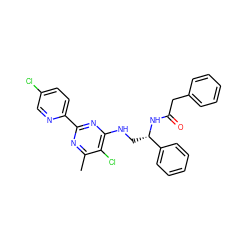 Cc1nc(-c2ccc(Cl)cn2)nc(NC[C@H](NC(=O)Cc2ccccc2)c2ccccc2)c1Cl ZINC000096271222