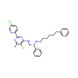 Cc1nc(-c2ccc(Cl)cn2)nc(NC[C@H](NCCCCCCc2ccccc2)c2ccccc2)c1Cl ZINC000096271212