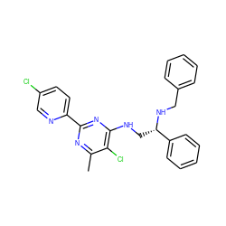 Cc1nc(-c2ccc(Cl)cn2)nc(NC[C@H](NCc2ccccc2)c2ccccc2)c1Cl ZINC000096271217