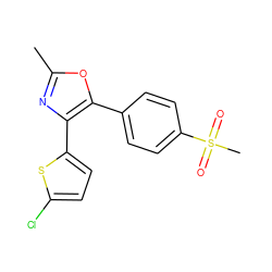 Cc1nc(-c2ccc(Cl)s2)c(-c2ccc(S(C)(=O)=O)cc2)o1 ZINC000013436241