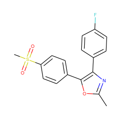 Cc1nc(-c2ccc(F)cc2)c(-c2ccc(S(C)(=O)=O)cc2)o1 ZINC000013436235