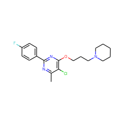 Cc1nc(-c2ccc(F)cc2)nc(OCCCN2CCCCC2)c1Cl ZINC000299822312