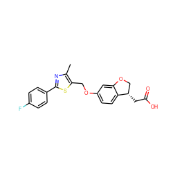 Cc1nc(-c2ccc(F)cc2)sc1COc1ccc2c(c1)OC[C@@H]2CC(=O)O ZINC000653745807