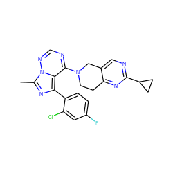 Cc1nc(-c2ccc(F)cc2Cl)c2c(N3CCc4nc(C5CC5)ncc4C3)ncnn12 ZINC000169711809