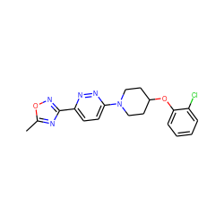 Cc1nc(-c2ccc(N3CCC(Oc4ccccc4Cl)CC3)nn2)no1 ZINC000028655414