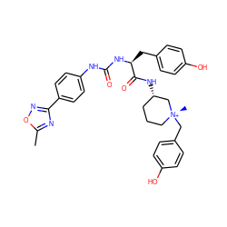 Cc1nc(-c2ccc(NC(=O)N[C@@H](Cc3ccc(O)cc3)C(=O)N[C@H]3CCC[N@@+](C)(Cc4ccc(O)cc4)C3)cc2)no1 ZINC000253670024