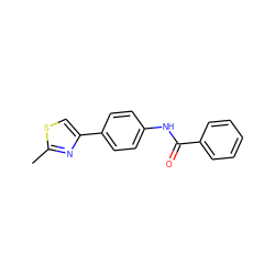 Cc1nc(-c2ccc(NC(=O)c3ccccc3)cc2)cs1 ZINC000000281297