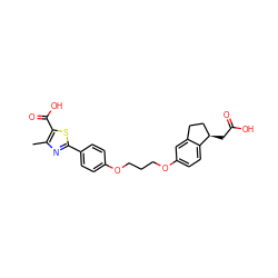 Cc1nc(-c2ccc(OCCCOc3ccc4c(c3)CC[C@H]4CC(=O)O)cc2)sc1C(=O)O ZINC000003961822