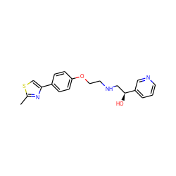 Cc1nc(-c2ccc(OCCNC[C@H](O)c3cccnc3)cc2)cs1 ZINC000028958950