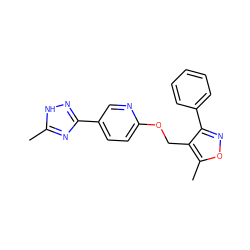 Cc1nc(-c2ccc(OCc3c(-c4ccccc4)noc3C)nc2)n[nH]1 ZINC000141352281