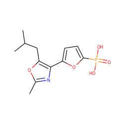 Cc1nc(-c2ccc(P(=O)(O)O)o2)c(CC(C)C)o1 ZINC000169321405