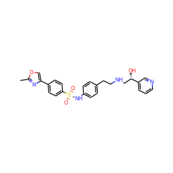 Cc1nc(-c2ccc(S(=O)(=O)Nc3ccc(CCNC[C@H](O)c4cccnc4)cc3)cc2)co1 ZINC000029332940