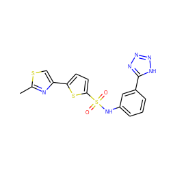 Cc1nc(-c2ccc(S(=O)(=O)Nc3cccc(-c4nnn[nH]4)c3)s2)cs1 ZINC000114604416