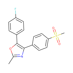 Cc1nc(-c2ccc(S(C)(=O)=O)cc2)c(-c2ccc(F)cc2)o1 ZINC000013436238