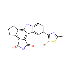 Cc1nc(-c2ccc3[nH]c4c5c(c6c(c4c3c2)C(=O)NC6=O)CCC5)c(Br)s1 ZINC000028897047