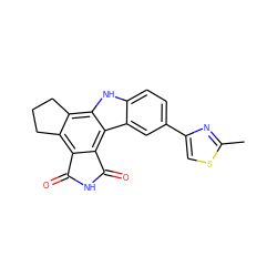 Cc1nc(-c2ccc3[nH]c4c5c(c6c(c4c3c2)C(=O)NC6=O)CCC5)cs1 ZINC000028897029