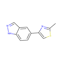 Cc1nc(-c2ccc3[nH]ncc3c2)cs1 ZINC000066079147