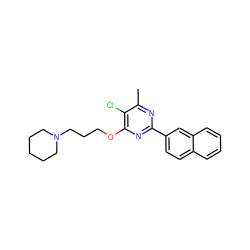 Cc1nc(-c2ccc3ccccc3c2)nc(OCCCN2CCCCC2)c1Cl ZINC000299820154