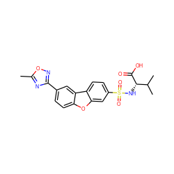 Cc1nc(-c2ccc3oc4cc(S(=O)(=O)N[C@H](C(=O)O)C(C)C)ccc4c3c2)no1 ZINC000073240663