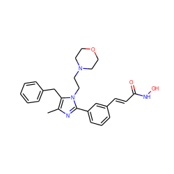 Cc1nc(-c2cccc(/C=C/C(=O)NO)c2)n(CCN2CCOCC2)c1Cc1ccccc1 ZINC000038320509