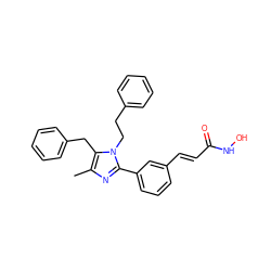 Cc1nc(-c2cccc(/C=C/C(=O)NO)c2)n(CCc2ccccc2)c1Cc1ccccc1 ZINC000049111381