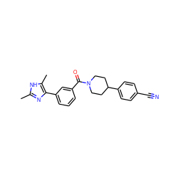 Cc1nc(-c2cccc(C(=O)N3CCC(c4ccc(C#N)cc4)CC3)c2)c(C)[nH]1 ZINC000218974155