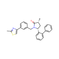 Cc1nc(-c2cccc(CN3C(=O)[C@H](C)C[C@@H]3c3ccccc3-c3ccccc3)c2)cs1 ZINC000167386378