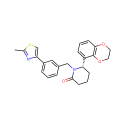 Cc1nc(-c2cccc(CN3C(=O)CCC[C@H]3c3cccc4c3OCCO4)c2)cs1 ZINC000166601881