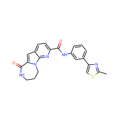 Cc1nc(-c2cccc(NC(=O)c3ccc4cc5n(c4n3)CCCNC5=O)c2)cs1 ZINC000223291314