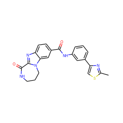 Cc1nc(-c2cccc(NC(=O)c3ccc4nc5n(c4c3)CCCNC5=O)c2)cs1 ZINC000147127064