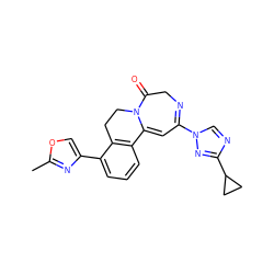 Cc1nc(-c2cccc3c2CCN2C(=O)CN=C(n4cnc(C5CC5)n4)C=C32)co1 ZINC000149066575