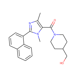 Cc1nc(-c2cccc3ccccc23)n(C)c1C(=O)N1CCC(CO)CC1 ZINC001772594409