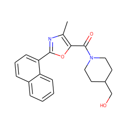 Cc1nc(-c2cccc3ccccc23)oc1C(=O)N1CCC(CO)CC1 ZINC001772586468