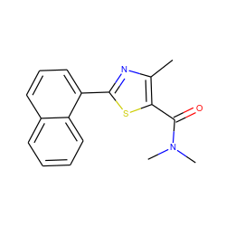 Cc1nc(-c2cccc3ccccc23)sc1C(=O)N(C)C ZINC001772570535