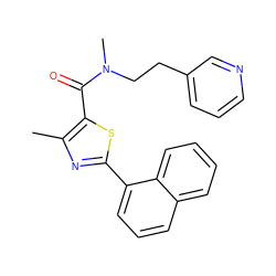 Cc1nc(-c2cccc3ccccc23)sc1C(=O)N(C)CCc1cccnc1 ZINC001772617933