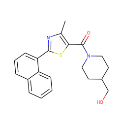 Cc1nc(-c2cccc3ccccc23)sc1C(=O)N1CCC(CO)CC1 ZINC001772652425