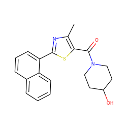 Cc1nc(-c2cccc3ccccc23)sc1C(=O)N1CCC(O)CC1 ZINC001772632115