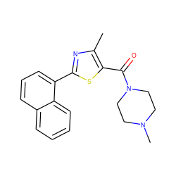 Cc1nc(-c2cccc3ccccc23)sc1C(=O)N1CCN(C)CC1 ZINC001772613483