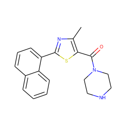 Cc1nc(-c2cccc3ccccc23)sc1C(=O)N1CCNCC1 ZINC001772605095