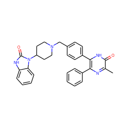 Cc1nc(-c2ccccc2)c(-c2ccc(CN3CCC(n4c(=O)[nH]c5ccccc54)CC3)cc2)[nH]c1=O ZINC000003819041