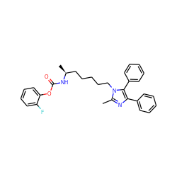 Cc1nc(-c2ccccc2)c(-c2ccccc2)n1CCCCC[C@H](C)NC(=O)Oc1ccccc1F ZINC000028821684