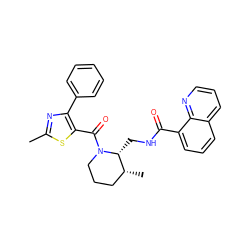 Cc1nc(-c2ccccc2)c(C(=O)N2CCC[C@@H](C)[C@H]2CNC(=O)c2cccc3cccnc23)s1 ZINC000084759401