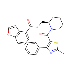 Cc1nc(-c2ccccc2)c(C(=O)N2CCCC[C@@H]2CNC(=O)c2cccc3occc23)s1 ZINC000084652537