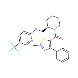 Cc1nc(-c2ccccc2)c(C(=O)N2CCCC[C@@H]2CNc2ccc(C(F)(F)F)cn2)s1 ZINC000084652891