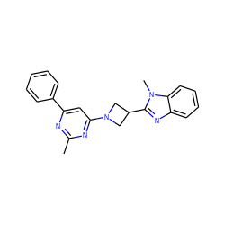 Cc1nc(-c2ccccc2)cc(N2CC(c3nc4ccccc4n3C)C2)n1 ZINC000205338543