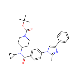 Cc1nc(-c2ccccc2)cn1-c1ccc(C(=O)N(C2CC2)C2CCN(C(=O)OC(C)(C)C)CC2)cc1 ZINC000223643030