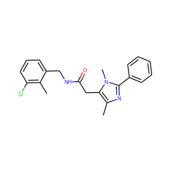 Cc1nc(-c2ccccc2)n(C)c1CC(=O)NCc1cccc(Cl)c1C ZINC000072111062