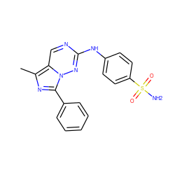 Cc1nc(-c2ccccc2)n2nc(Nc3ccc(S(N)(=O)=O)cc3)ncc12 ZINC000045484792