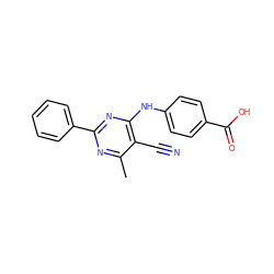 Cc1nc(-c2ccccc2)nc(Nc2ccc(C(=O)O)cc2)c1C#N ZINC000071295111