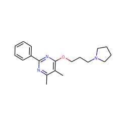 Cc1nc(-c2ccccc2)nc(OCCCN2CCCC2)c1C ZINC000299822932